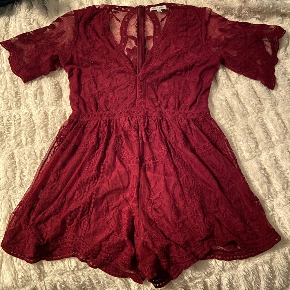 Maroon lace romper